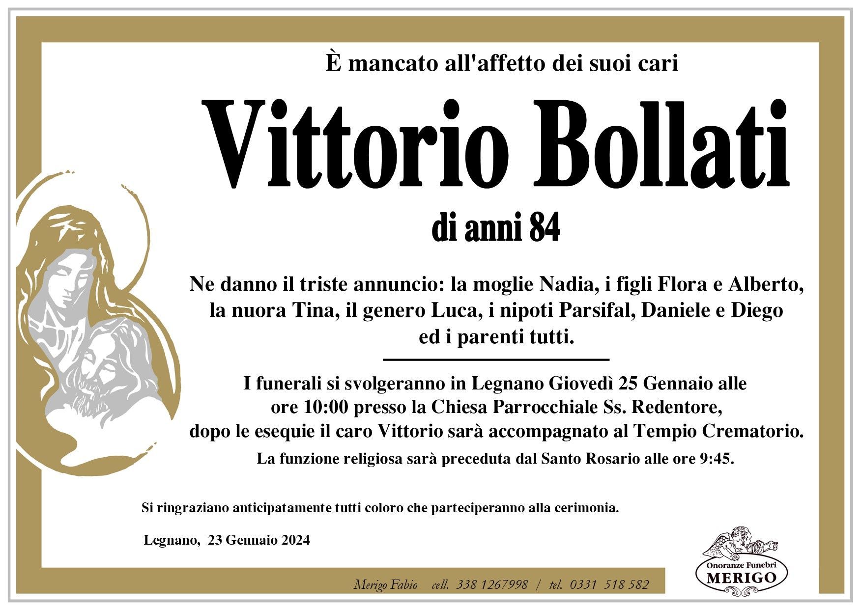necrologio Vittorio Bollati