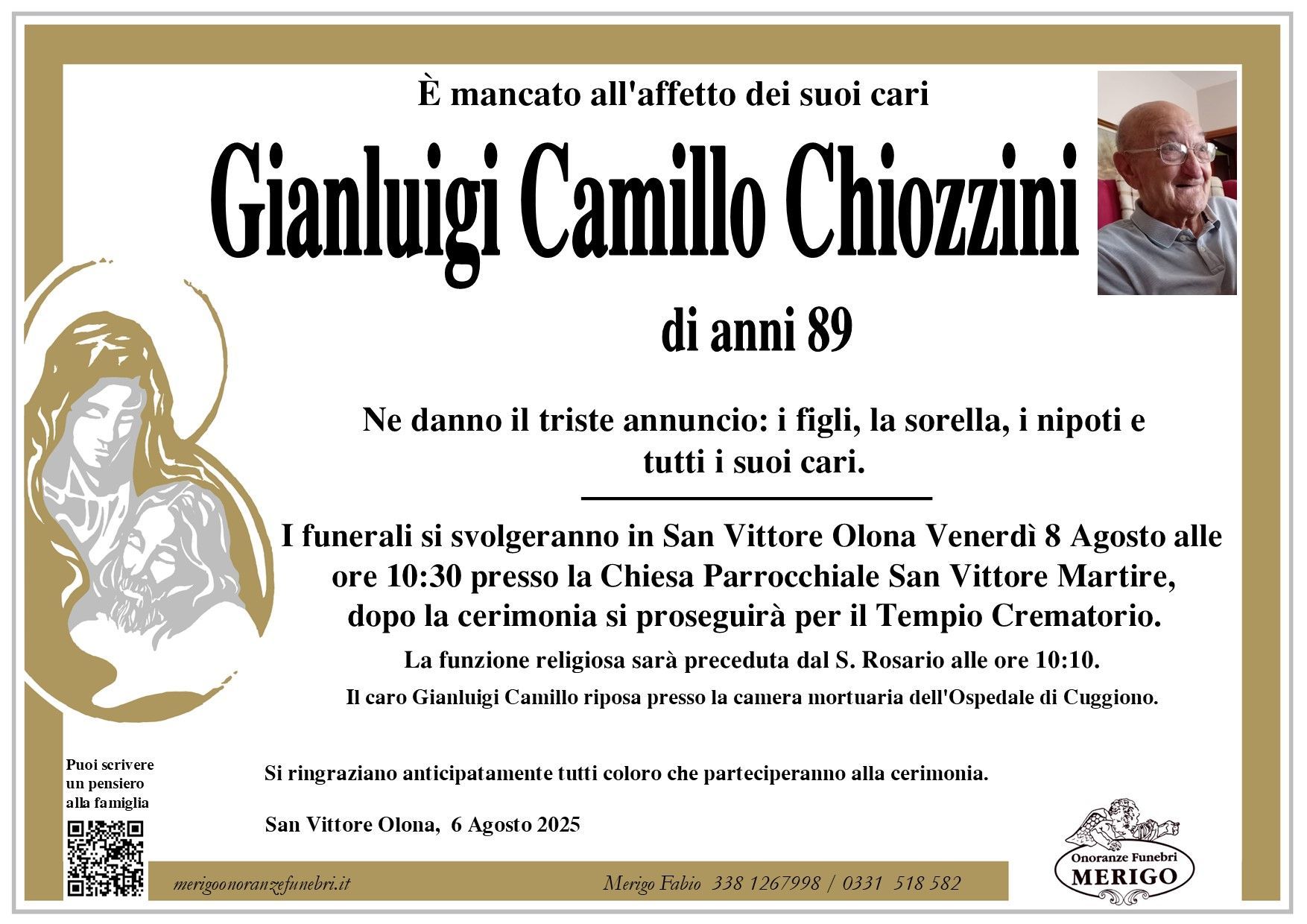 necrologio Gianluigi Camillo Chiozzini