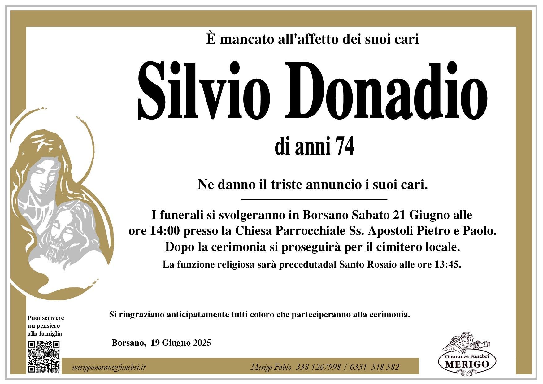 necrologio Silvio Donadio