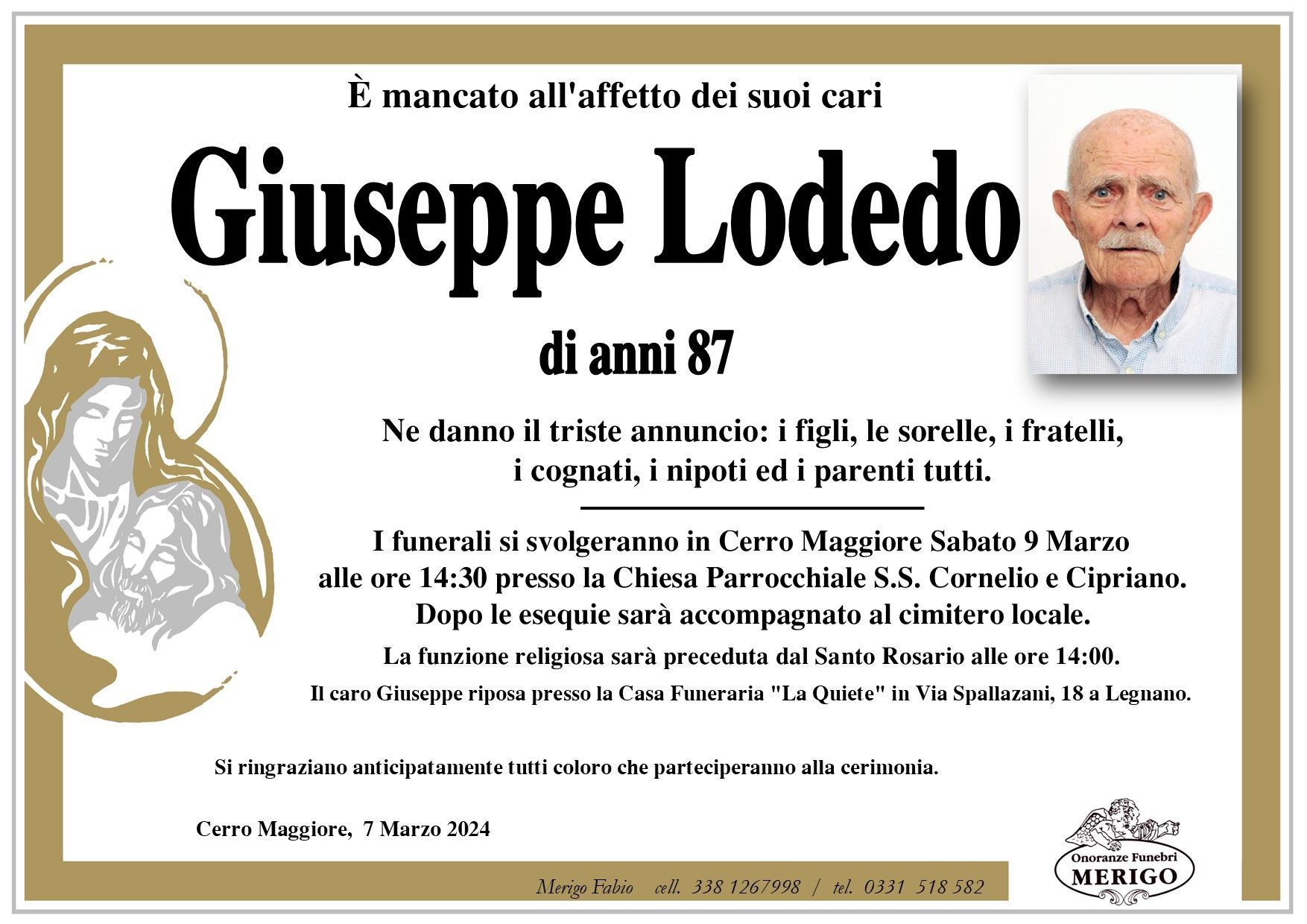 necrologio Giuseppe Lodedo