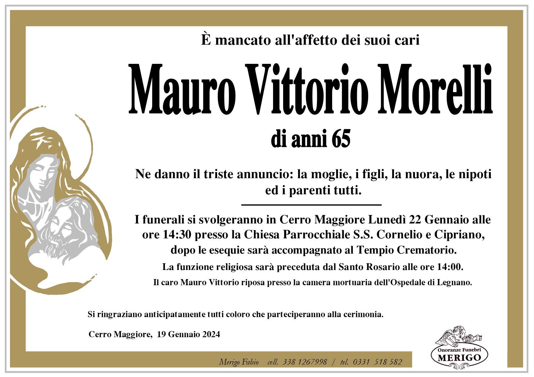 necrologio Mauro Vittorio Morelli