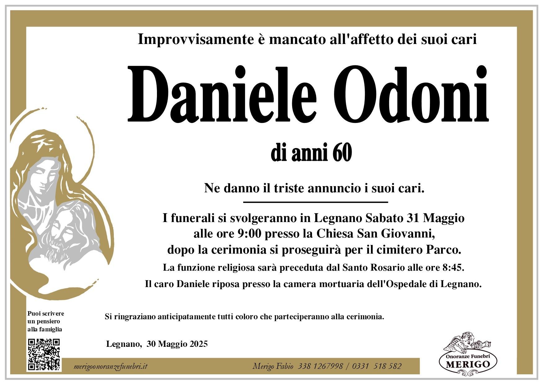 necrologio Daniele Odoni