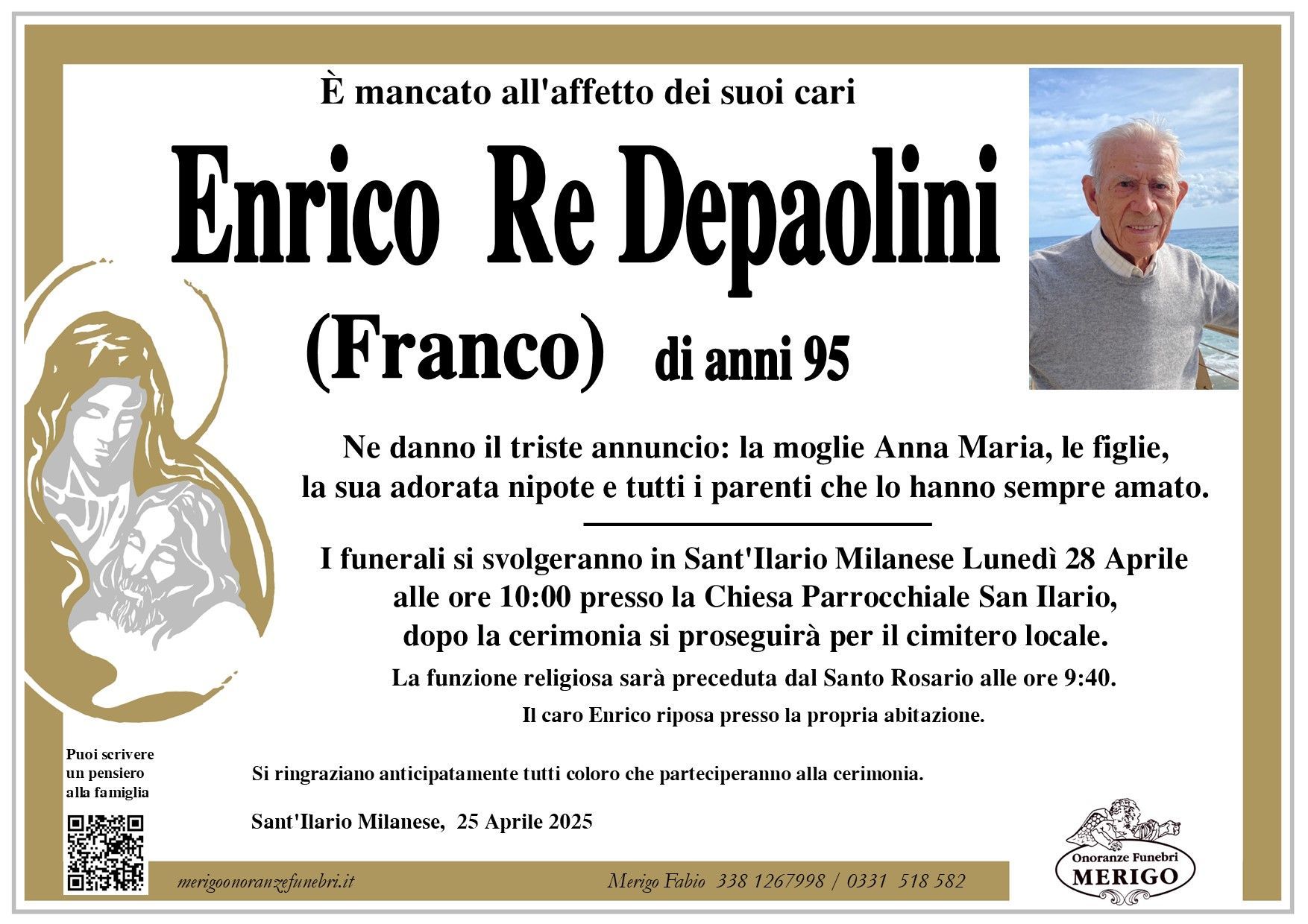 necrologio Enrico Re Depaolini (Franco)