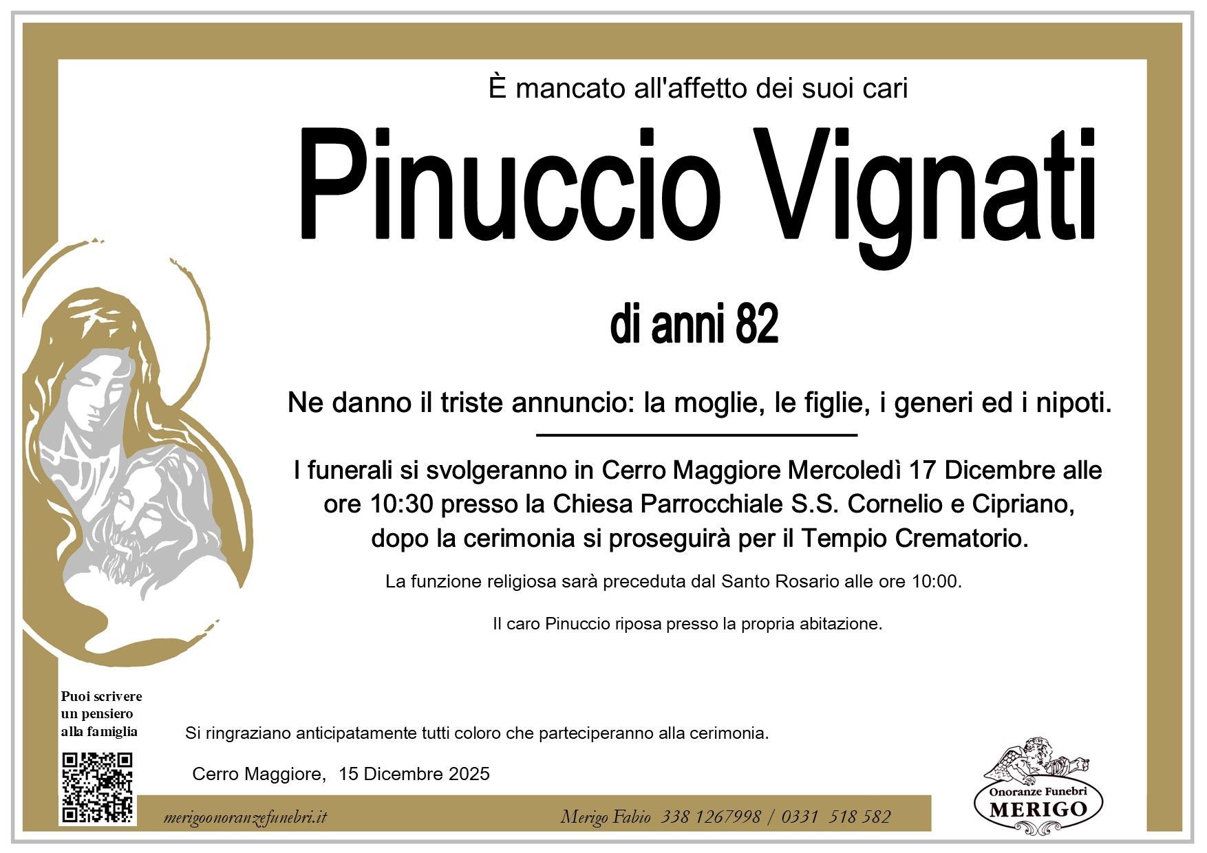 necrologio Pinuccio Vignati