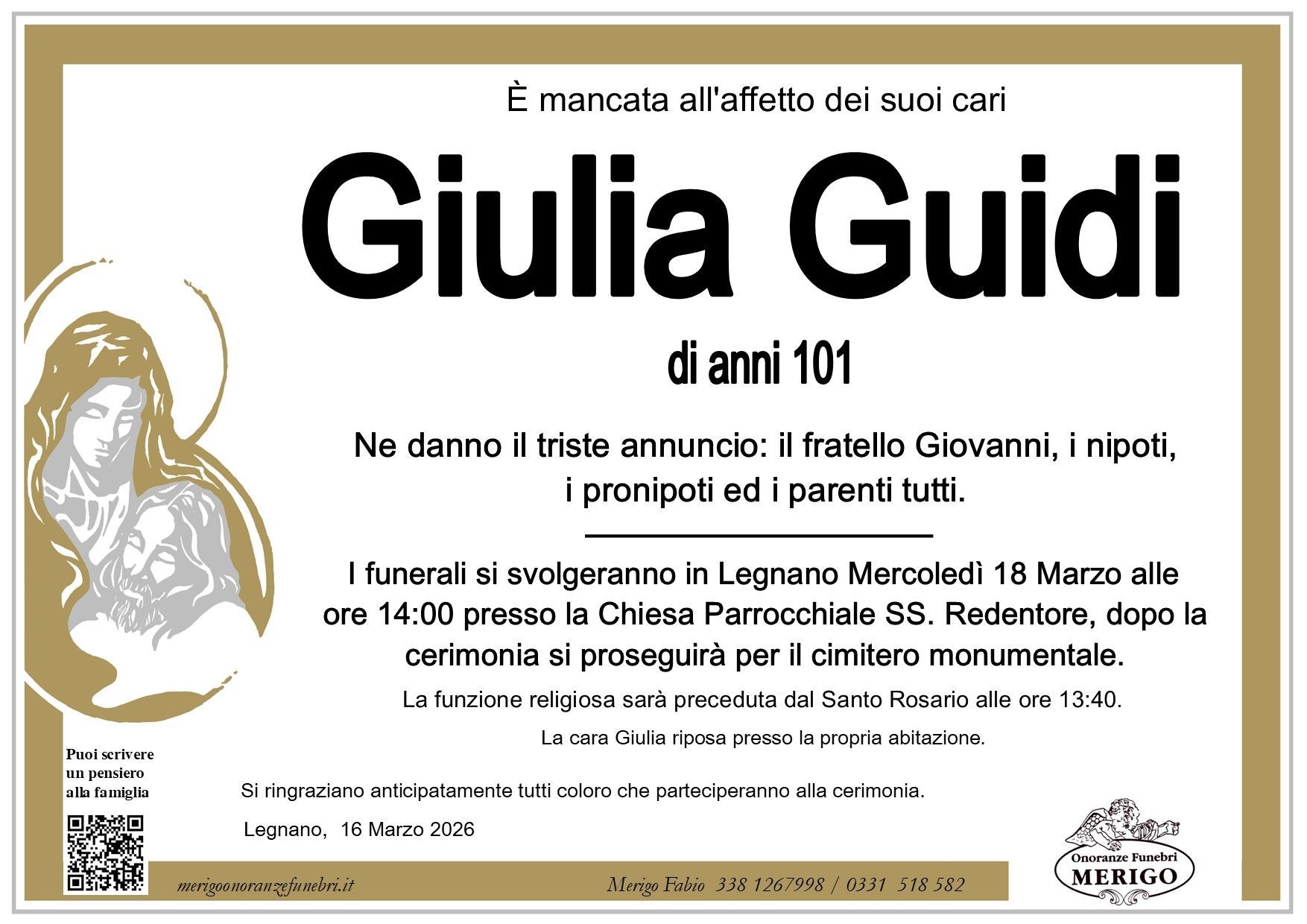necrologio Giulia Guidi