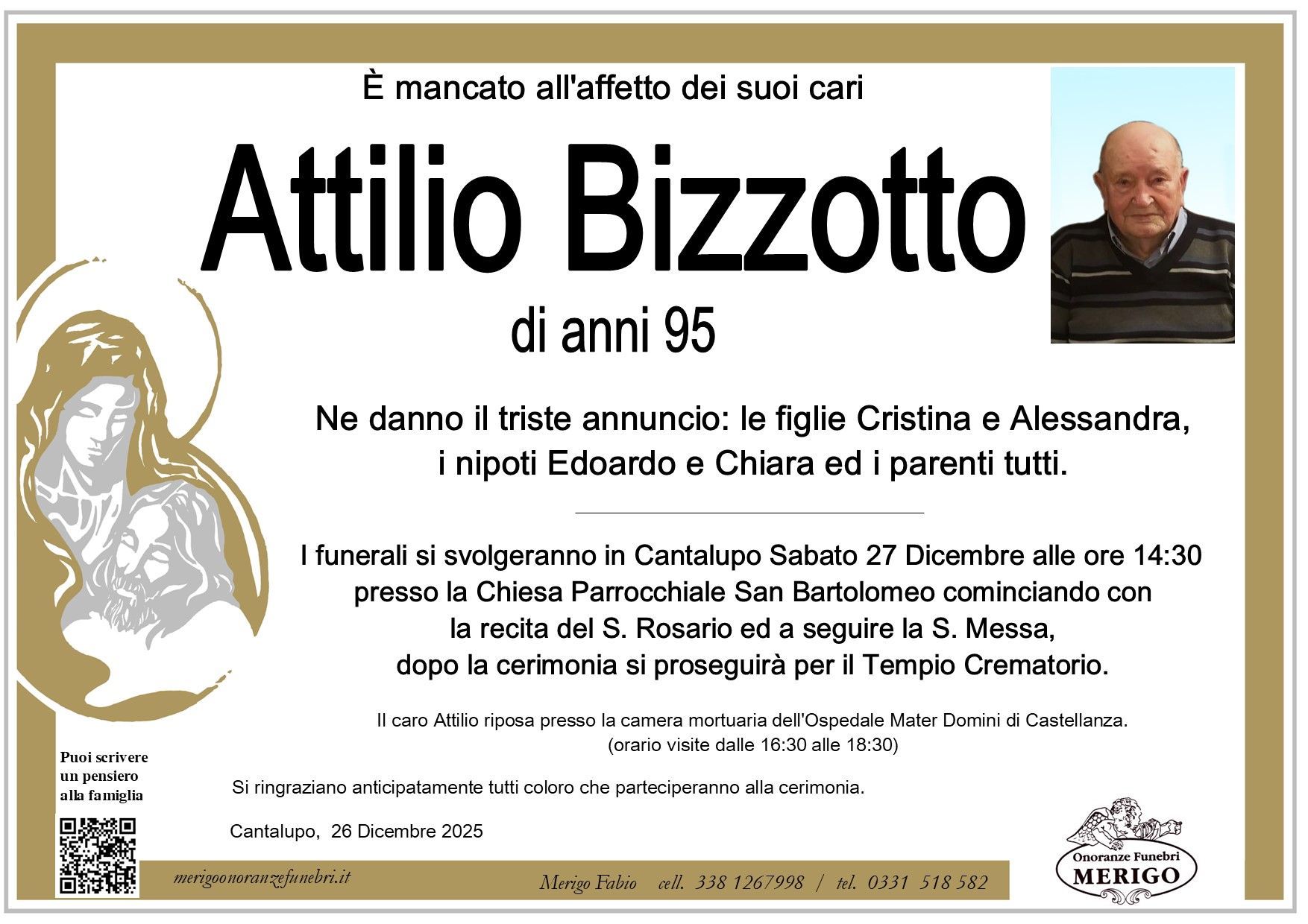 necrologio Attilio Bizzotto