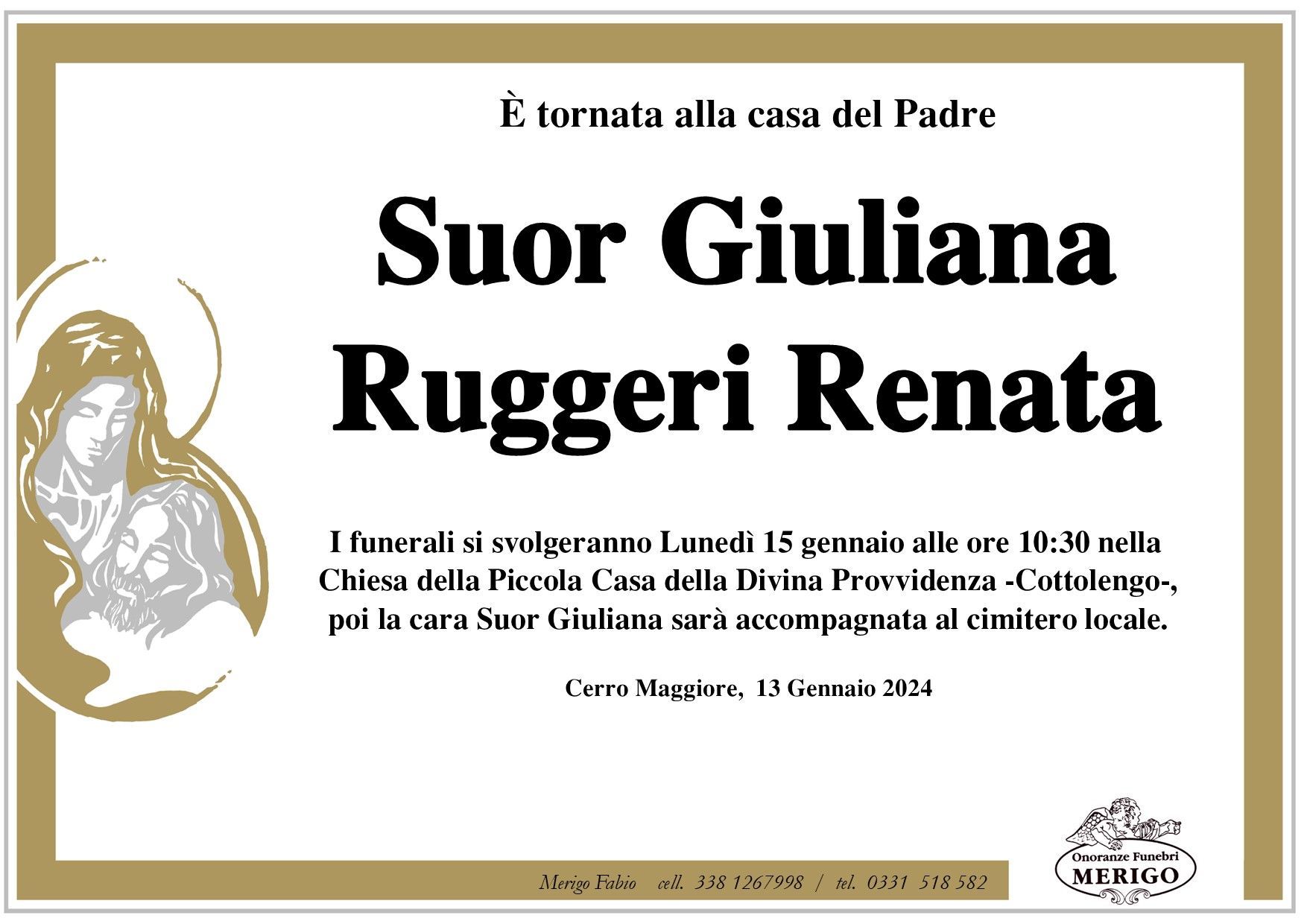 necrologio Suor Giuliana - Renata Ruggeri