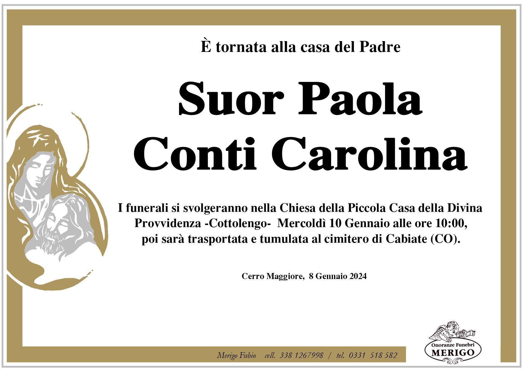 necrologio Suor Paola - Conti Carolina