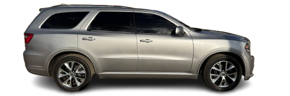 A side profile of a white suv.