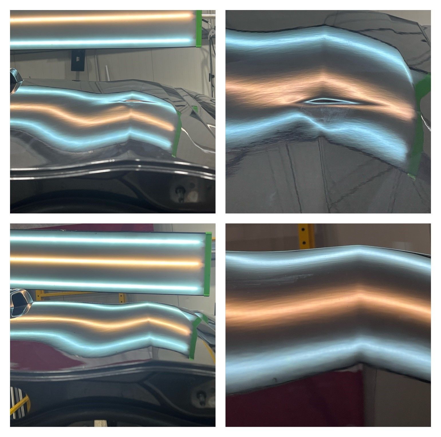 Paintless dent repair before and after.