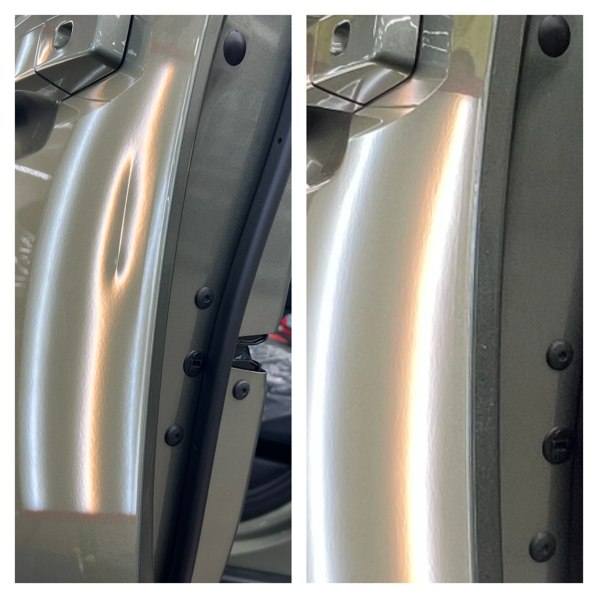 Auto hail dent repair before and after.