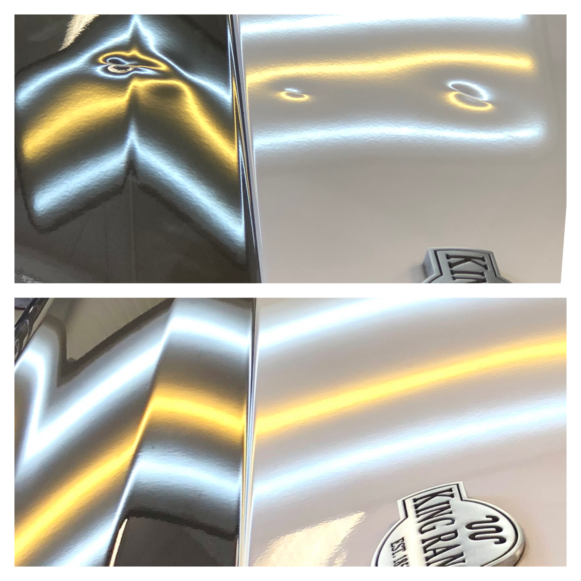 Car body, hail dent damage before and after