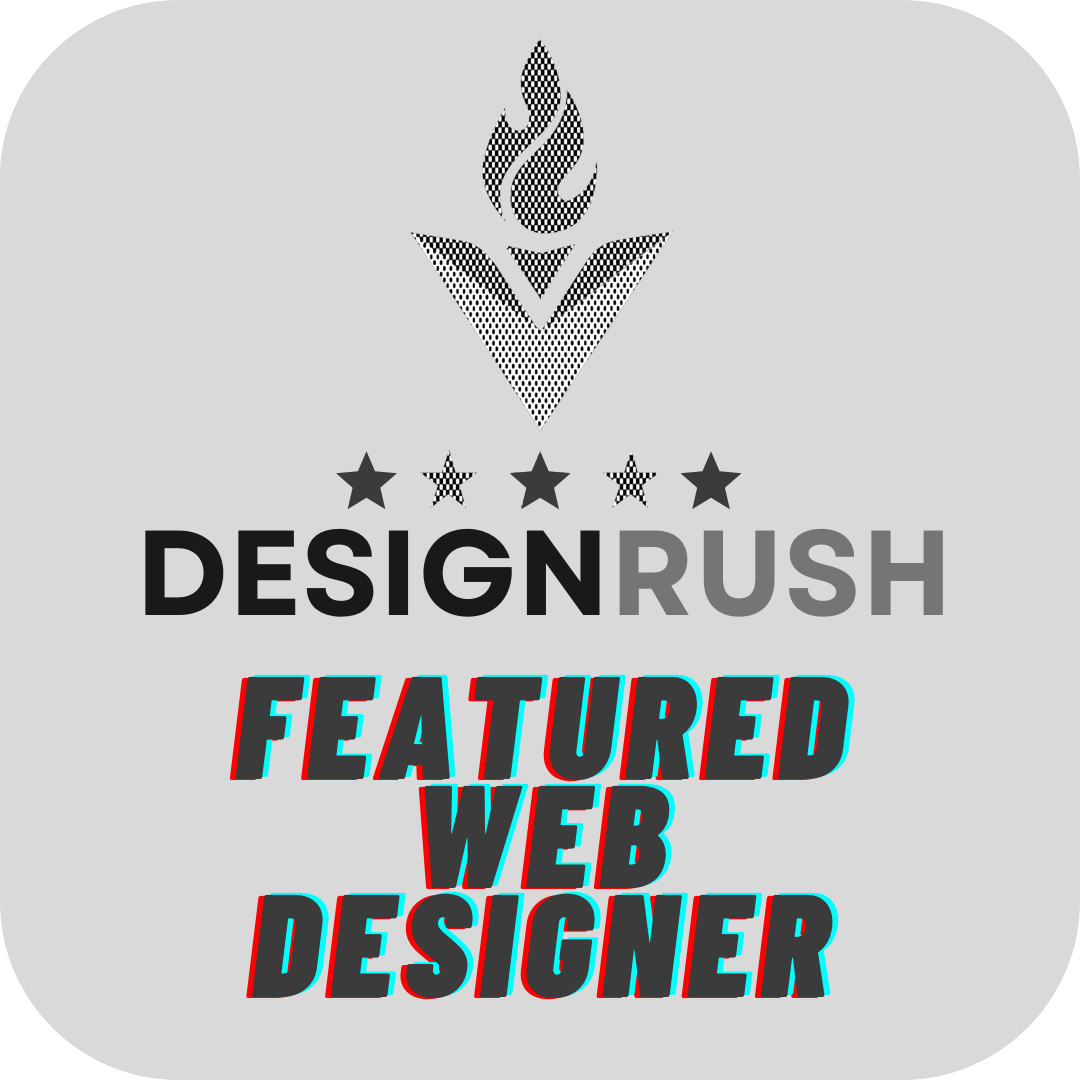 A logo for designrush featured web designer