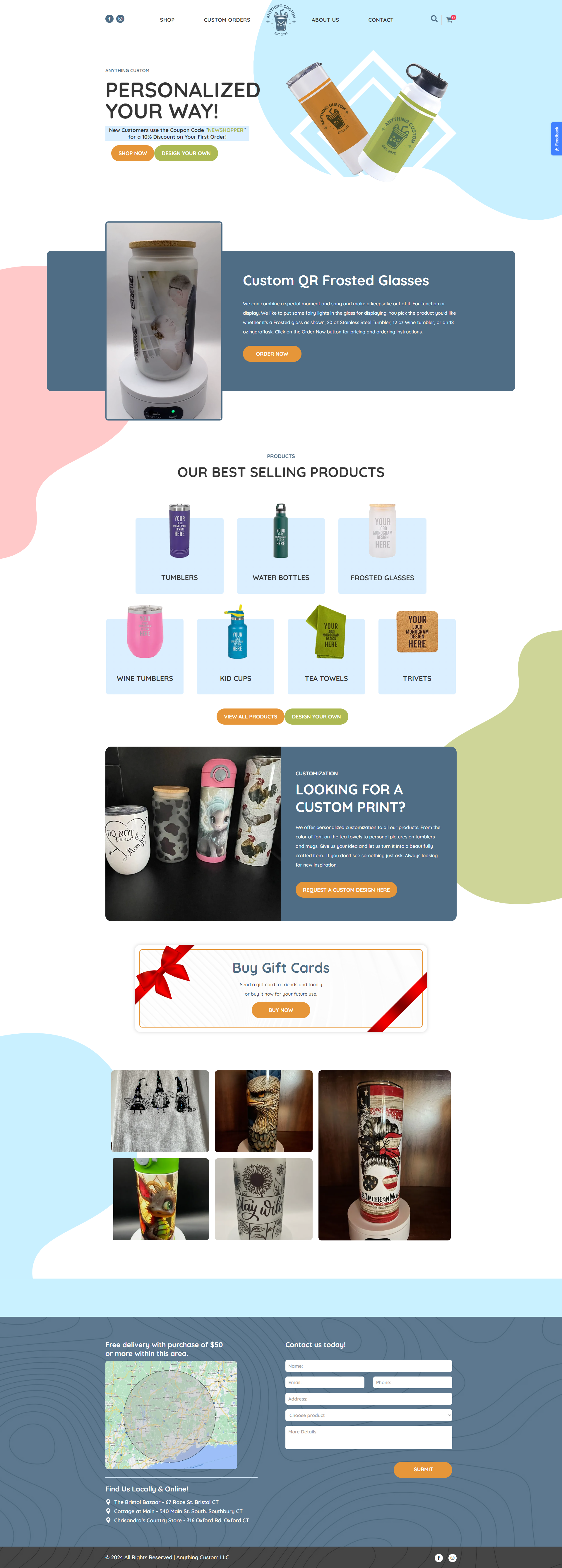 A screenshot of a website showing a variety of products.