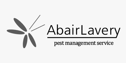 A black and white logo for a pest management service.