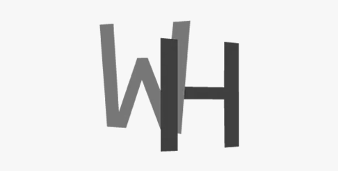 A black and white logo for a company called wh.