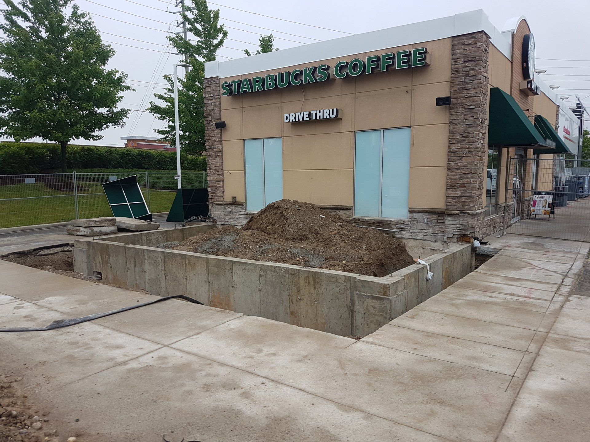 A starbucks coffee store is being remodeled