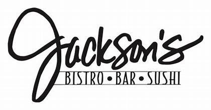 The logo for jackson 's bistro bar sushi is black and white.