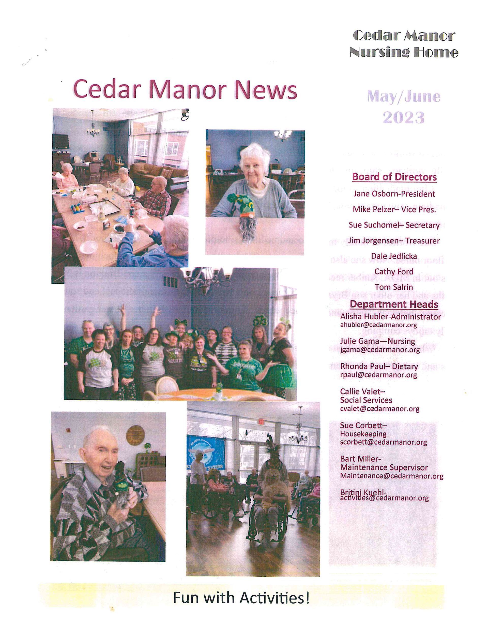 Fun & Adventures Tipton, IA Cedar Manor Nursing Home
