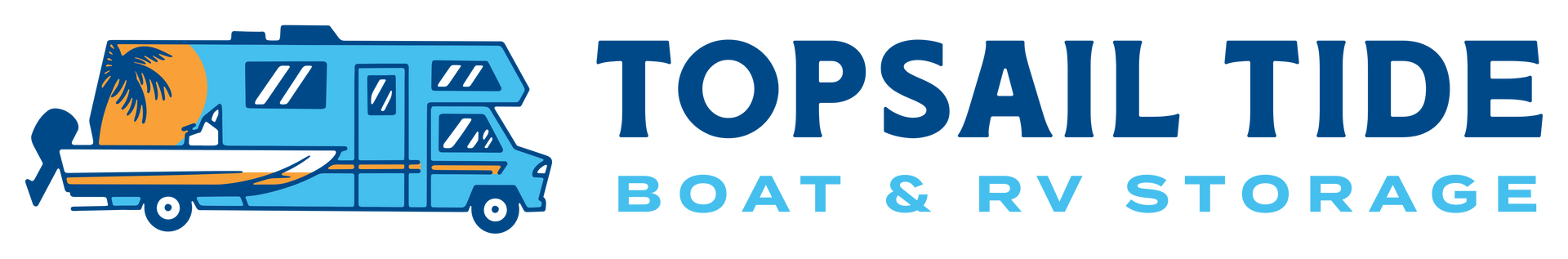 A logo for topsail tide boat and rv storage