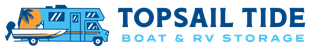 A logo for topsail tide boat and rv storage