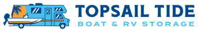 A logo for topsail tide boat and rv storage