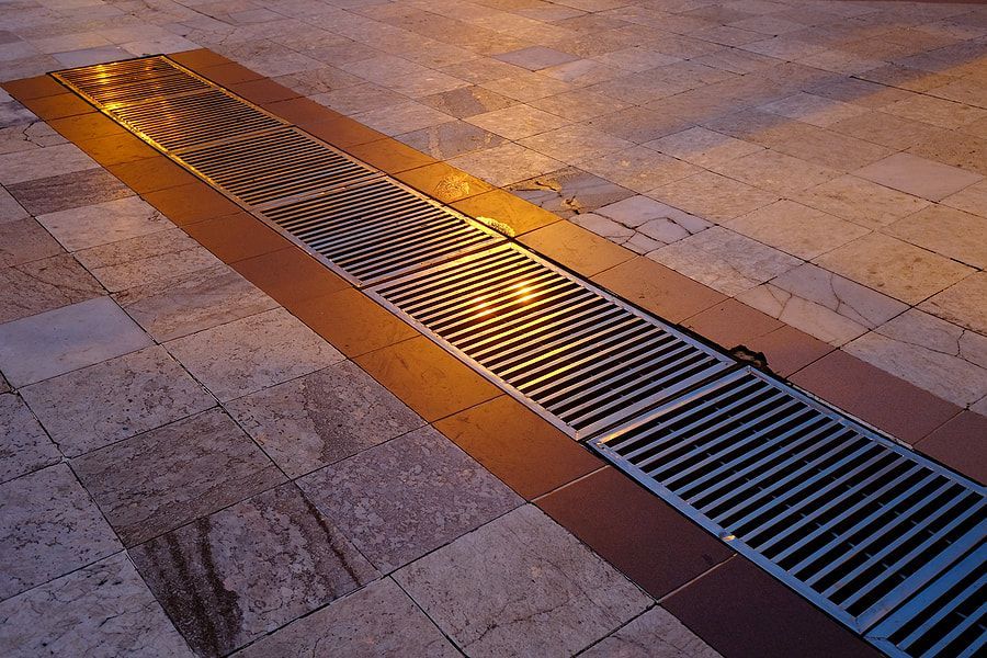 steel drainage outside the house