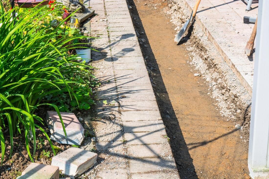 yard drainage being repaired