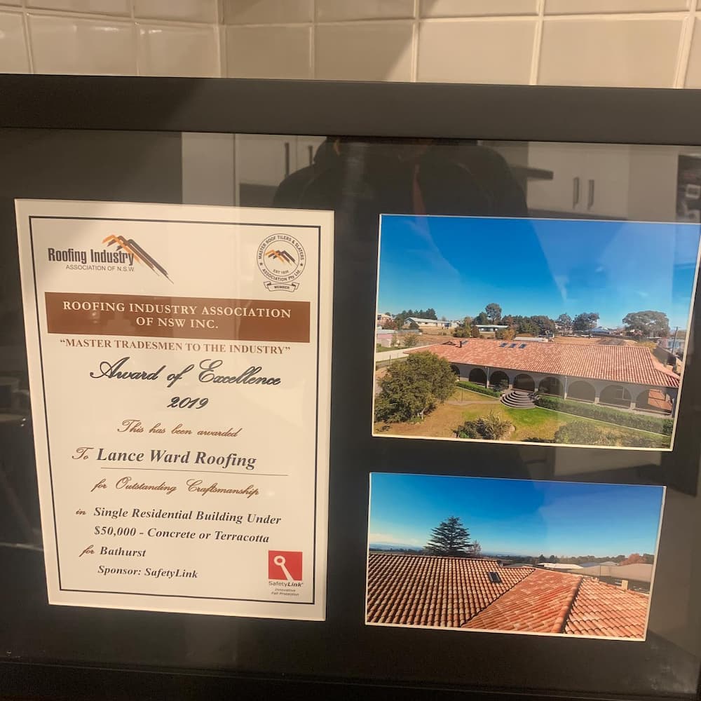 Roofing Industry Certificate Of Excellence and a Showcase of their Project - Roof Repairs In Orange, NSW