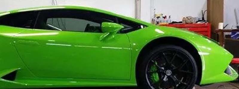 Green Sports car with paint protection