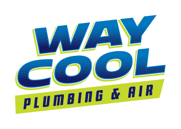 A logo for way cool plumbing and air