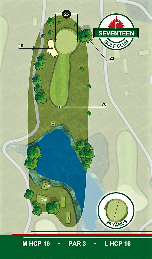 A map of a golf course called seventeen golf club