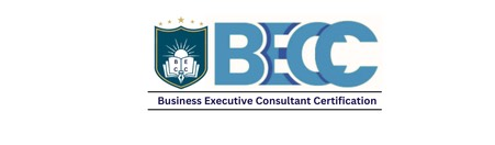 A logo for a business executive consultant certification company