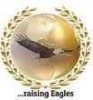 A picture of an eagle in a gold circle with a laurel wreath around it.