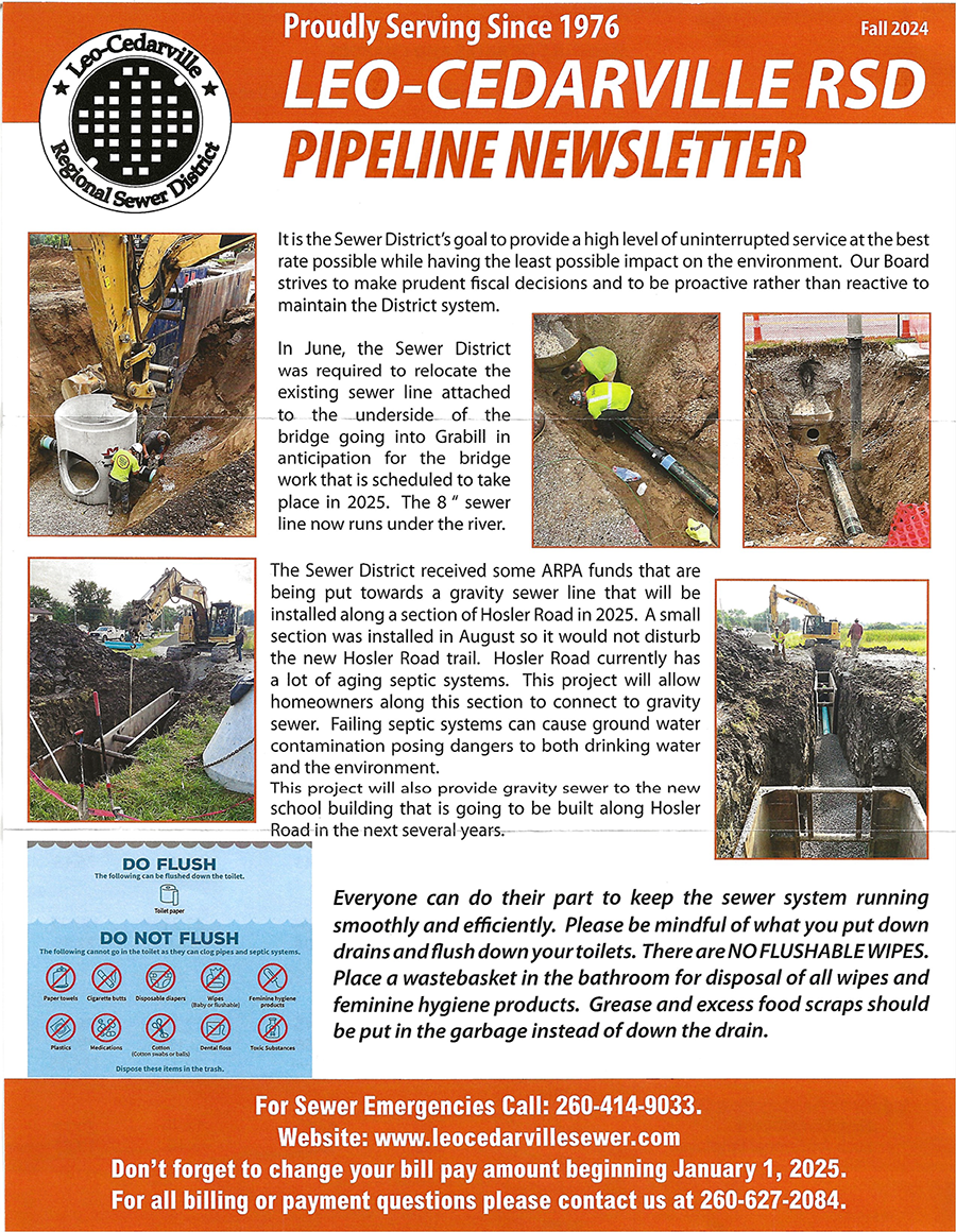 Leo-Cedarville Pipeline Newsletter Fall 2024
