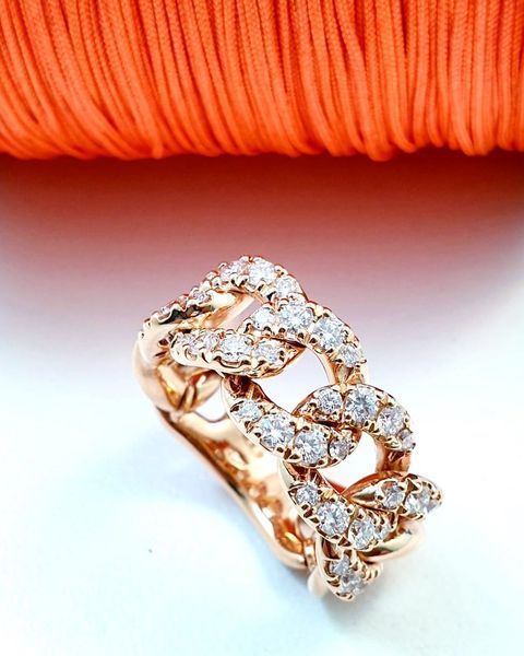 Anello Groumette in oro rosa con diamanti