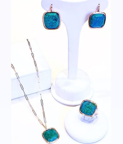 parure oro rosa e malachite