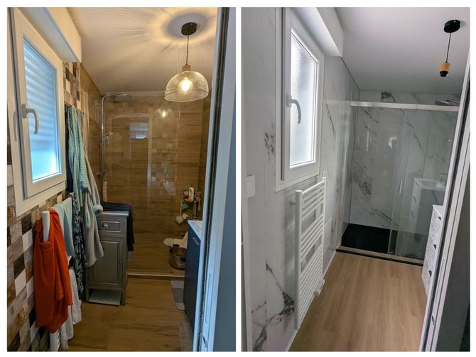 Salle de bains rénovée par les équipes de Debray Agencement