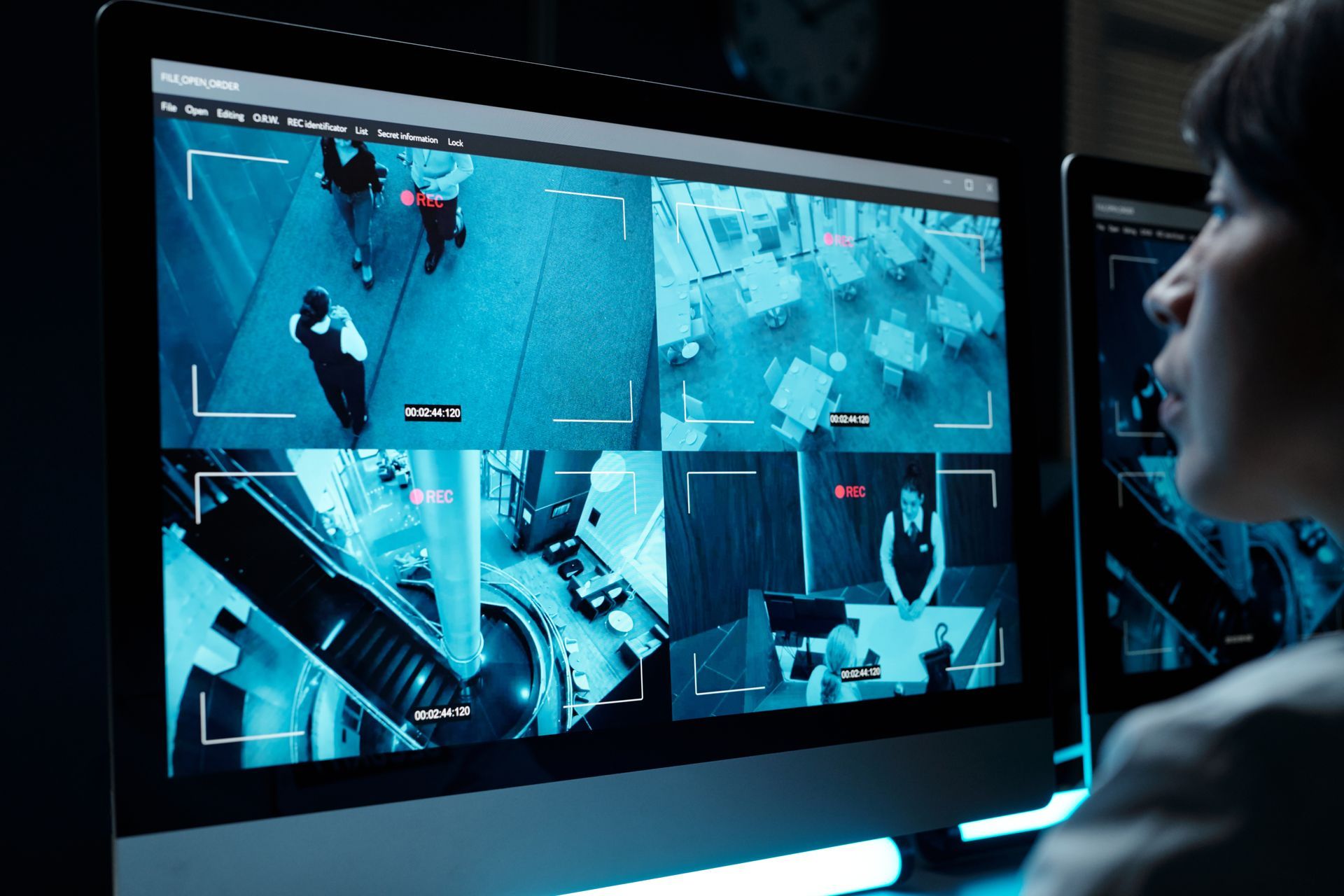 desktop computer screen with CCTV