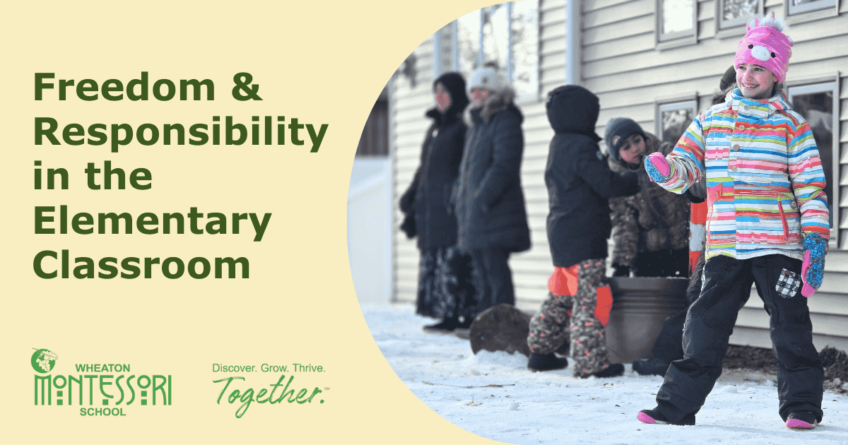 Children outside a building; title 