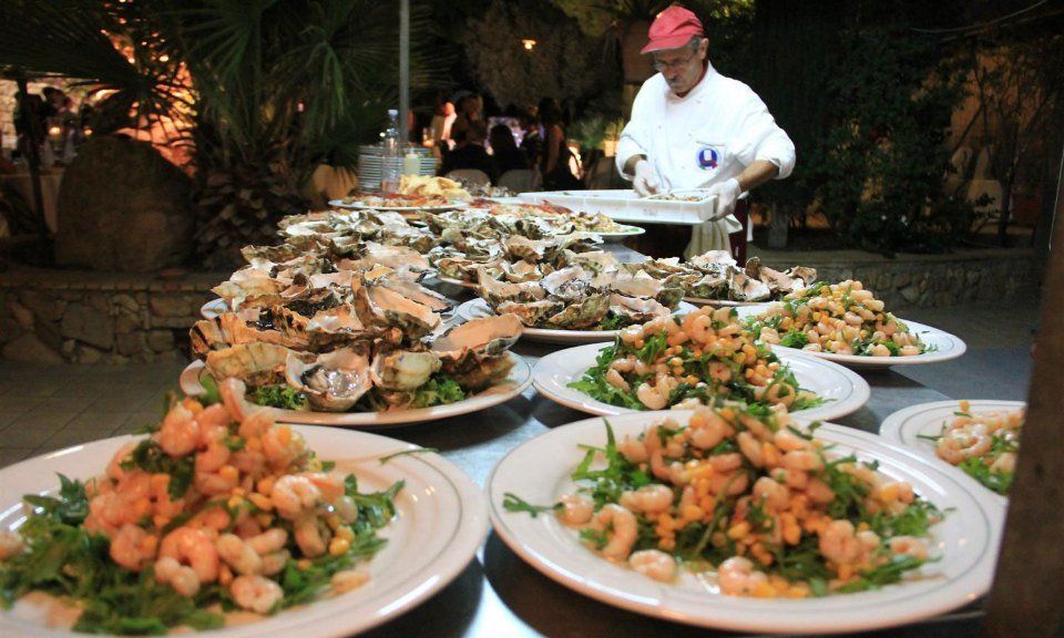 Banchetto con frutti di mare freschi