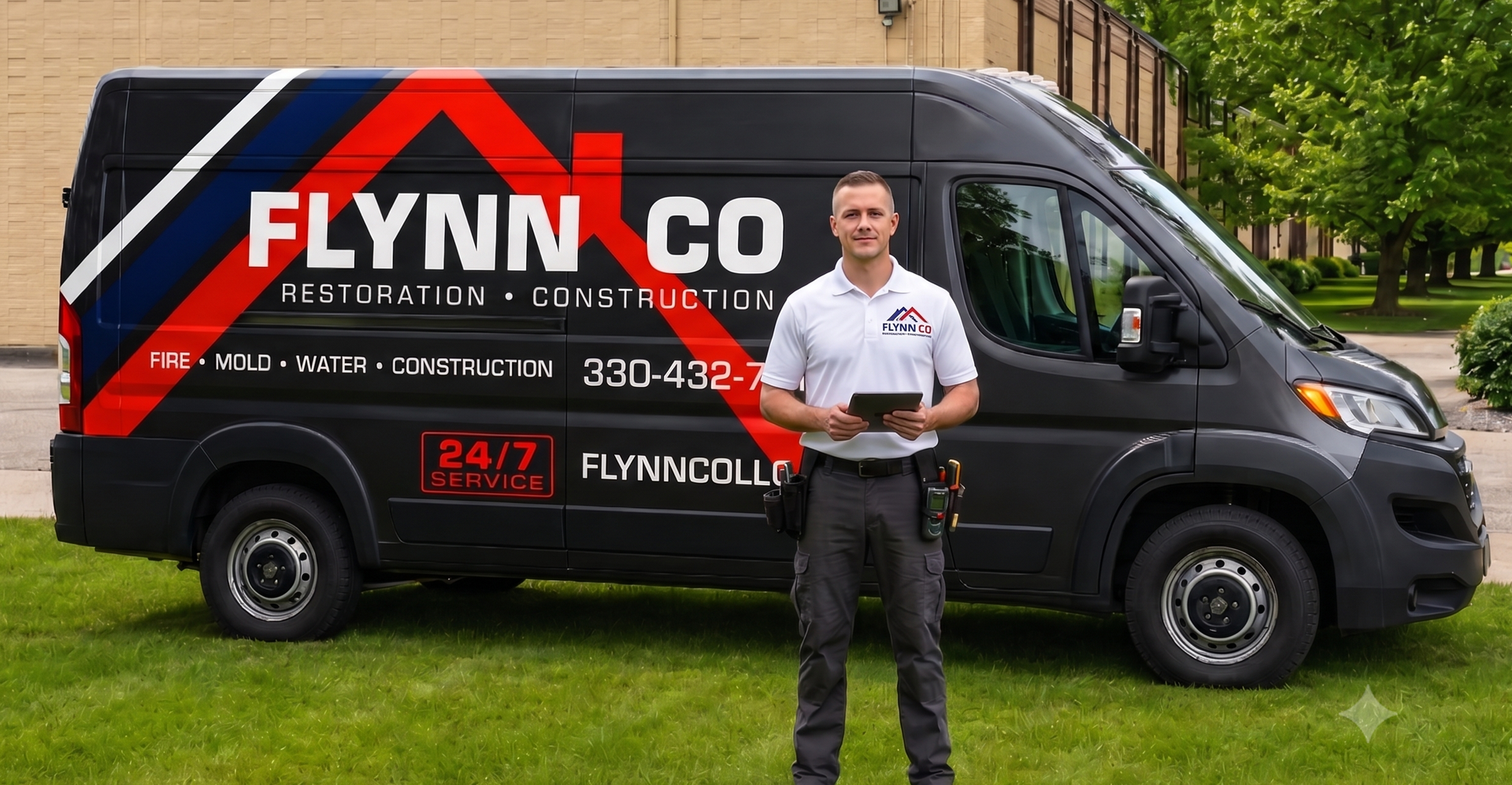 Water damage restoration equipment drying a water-damaged room in Twinsburg, OH