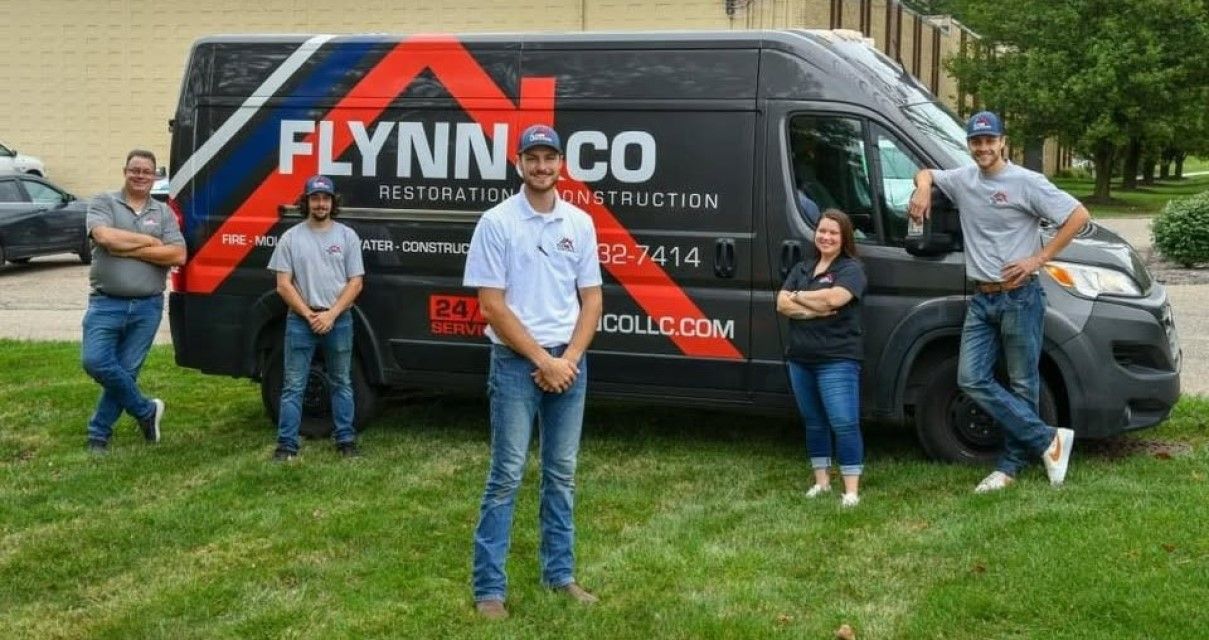 Water damage restoration equipment drying a flooded room in Macedonia, OH