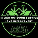 Neon green logo with mountains, tools, and trees; text reads &ldquo;In and Outdoor Service Home Improvement&rdquo;