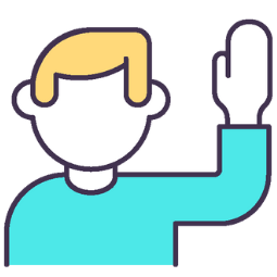 graphic of an animated person raising a hand