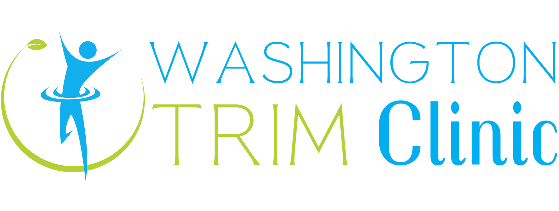 The logo for washington trim clinic shows a person holding a tennis ball.