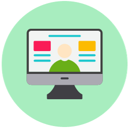 computer graphic showing an online training on the screen
