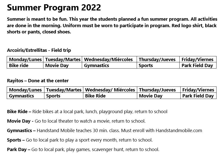 Summer Program 2022