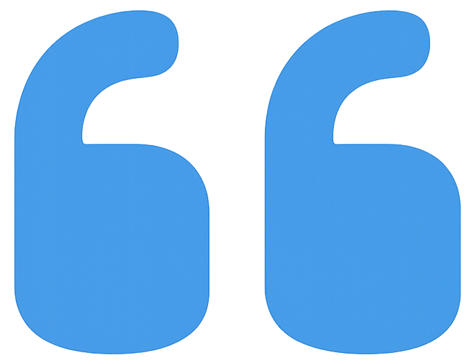 Blue quotation marks.