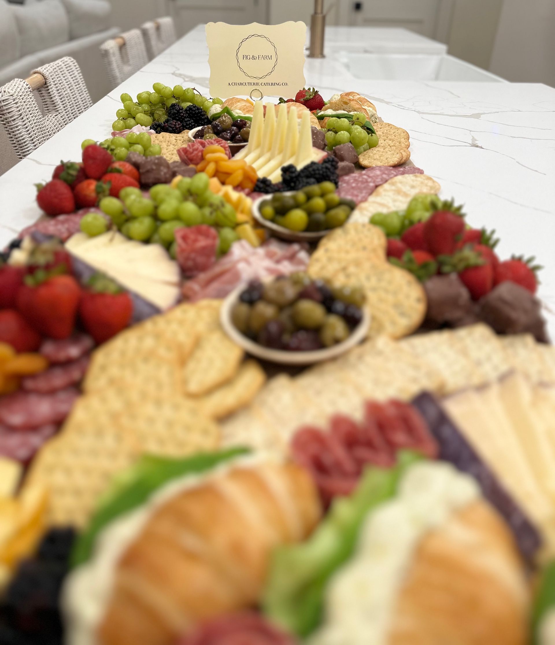 custom charcuterie on kitchen island